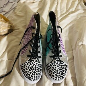 MKS, Stylish Multicolor High-Top Sneakers, Size 8